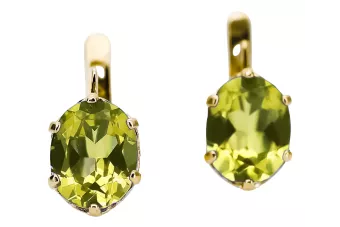 Pendientes Peridoto amarillo Oro amarillo de 14 quilates Artesanía vintage vec003y